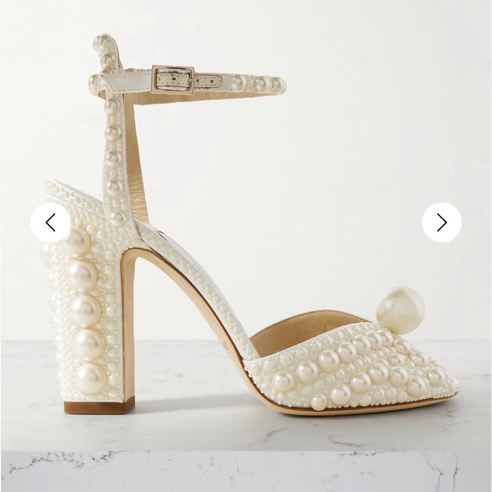 Jimmy Choo Ivory Pearl-Studded Heels